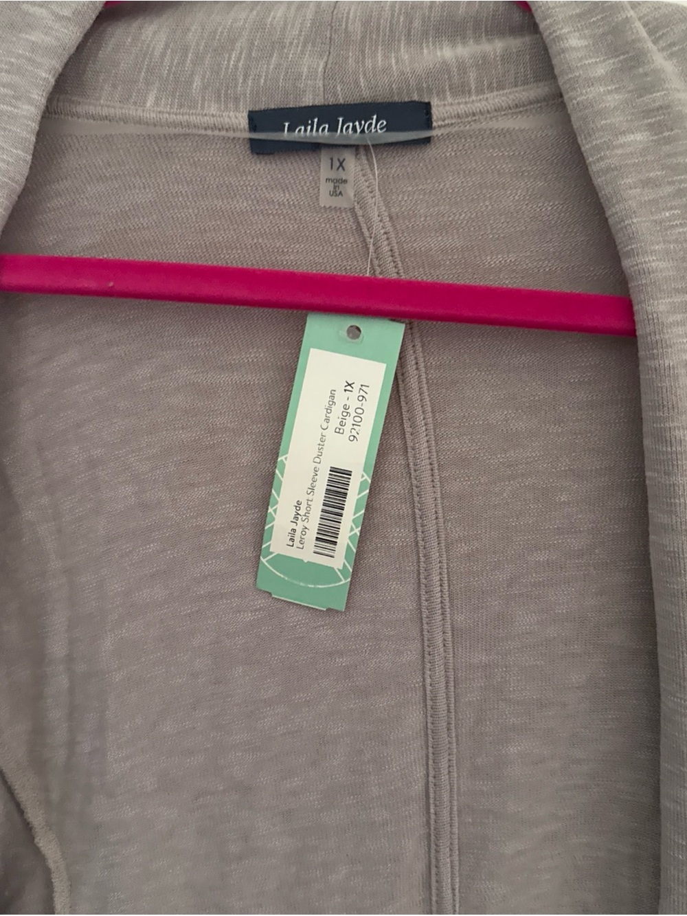 Laila Jayde Light Taupe Open Cardigan